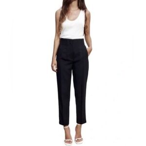 Zara Size XXL Black Cropped Trousers Dress Pants